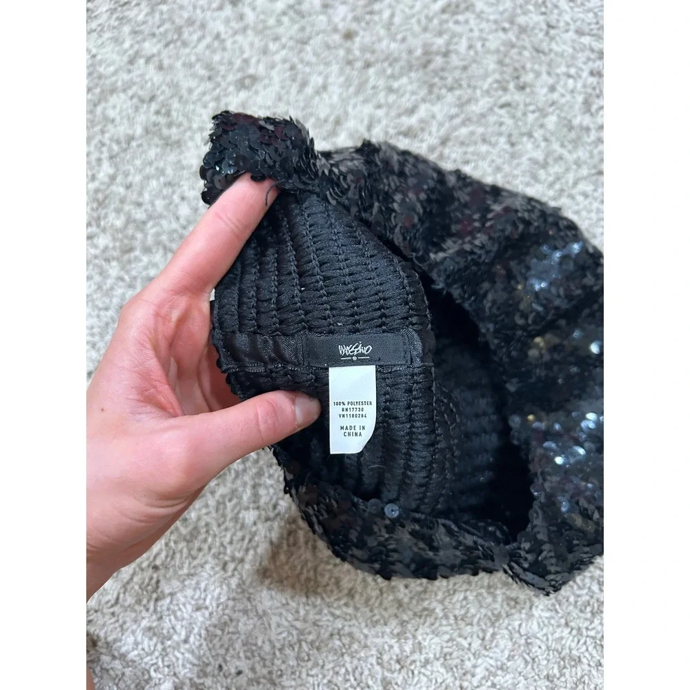 Y2K Mossimo Black Sequin Beret‎ Hat Glam Sparkly Party Fashion Accessory